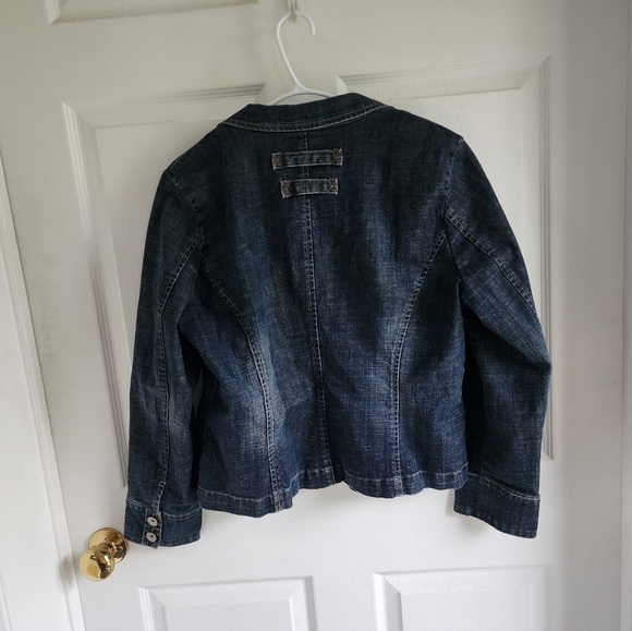 Contrast Y2K 1990s Jean Blazer with Front Pockets XL - Picture 2 of 6